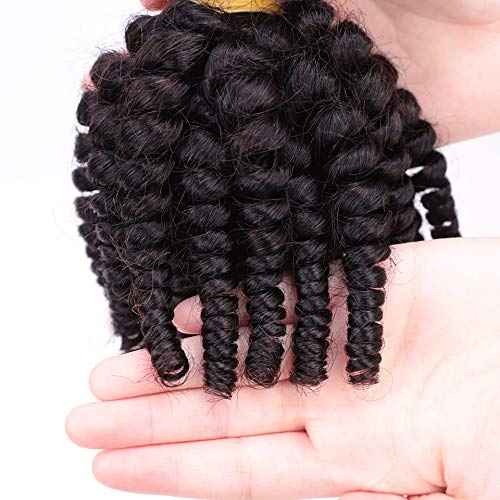 VIOLET Brazilian Funmi Hair 3 Bundles Spiral Curl Short Curly Weave 9A 100% Unprocessed Human Hair Extensions Full Head (8" 8" 8", Natural Black)