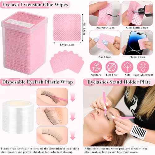 Lashes Kit for Eyelash Extension Beginner Lash Tech Starter Kit with Eye Lash Mannequin Head, Professional Eyelash Extension Kit with Lash Fan, Extension Glue and Eyelash Remover for Practice Training