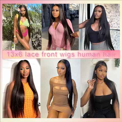 13x6 Lace Front Wigs Human Hair Pre Plucked 200 Density HD Transparent Straight Lace Front Wigs Human Hair for Women 26 Inch