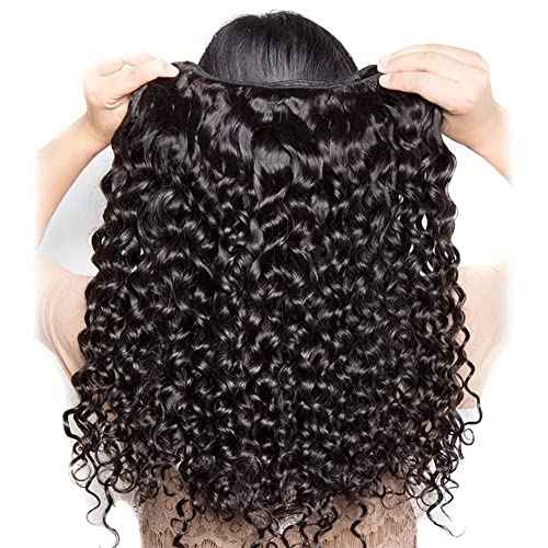 Water Wave Bundles Human Hair Soft Brazilian Virgin Human Hair 100% Unprocessed Wet and Wavy Curly Bundles Natural Black Color Can Be Dyed Total 300g 18 20 22 Inch