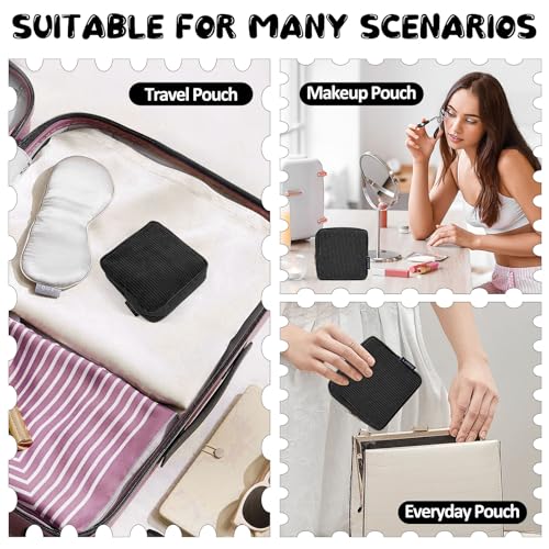 MAGEFY Small Makeup Bag for Purse Mini Cosmetics Bag Corduroy Cute Cosmetic Pouch for Women with Slip-in Pockets