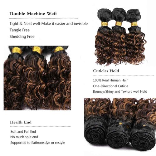 Brown Deep Wave Bundles P4/30 Human Hair Highlight Brown Deep Curly Bundles Unprocessed Brazilian Virgin Remy Dark Brown Deep Wave Hair Extensions 8 10 12 inch