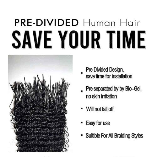Pre Divided Bulk Human Hair for Boho Braids Deep Wave Bundles for Briding Brazilian Virgin Human Hair Curly Bulk Crochet Hair No Weft Extensions for Black Women 18Inch 160 roots 50g