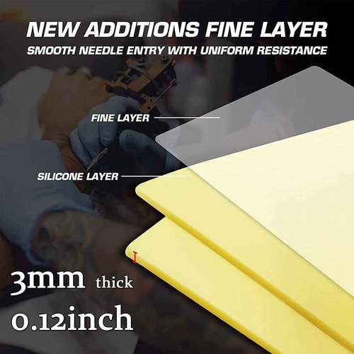 Dragonhawk Blank Tattoo Practice Skin 5Pcs 8x7.7in Practice Sheet 3mm Thick Tattoo Fake Skin Soft Silicone for Beginners and Experienced Artists