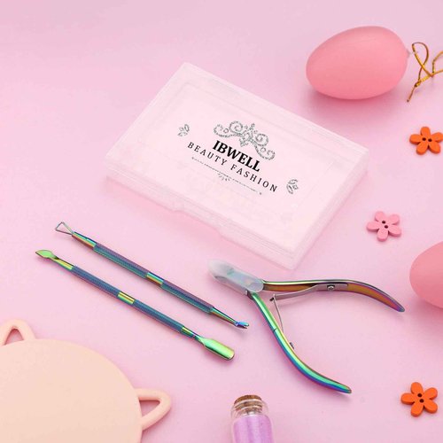 IBWell Cuticle Nipper Cuticle Trimmer Tool Set with Pusher and Remover,IBWell Professional Stainless Sturdy Pedicure Manicure Tools Cutter Nipper Scissor Clipper (Colorful)