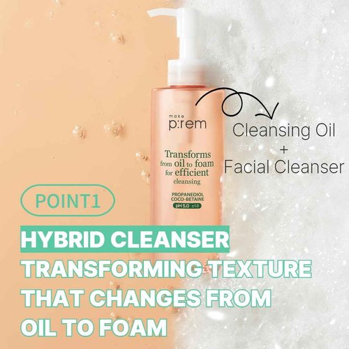 MAKE P:REM Safe Me. Oil to Foam Cleanser, Korean Face Wash, Gentle Transforming Makeup Remover for Sensitive Skin, 6.76 Fl Oz, 200ml