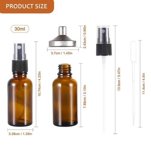 ALIFEIA 1 oz Amber Glass Spray Bottles,Small Empty Fine Mist Refillable Travel Spray Bottle for Cleaning,Perfume,Aromatherapy,Cosmetic Sprays,Hair,Essential Oils with Fine Mist Dispenser(3 Pack)