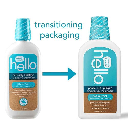 Hello Peace Out Plaque, Antigingivitis Alcohol Free Mouthwash, Natural Mint with Aloe Vera & Natural Watermelon Flavor Kids Fluoride Free Rinse, Alcohol Free, Vegan, SLS Free
