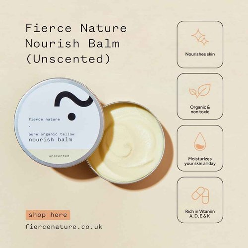 fierce nature - Pure Organic Tallow Nourish Balm (Unscented) - 100g
