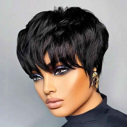 Pixie Wigs for Black Women Human Hair Short Curly Pixie Cut Wig For Black Women Full Machine Made Glueless None Lace Front Wig Pixie Curly Black