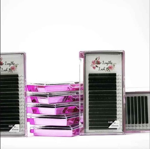 New Lengths Lash Co. Single Lengths Tays - D Curl, Ultra Black, 16 Rows, Professional Use, Classic and Volume Eyelash Extensions (10mm / 0.03mm)