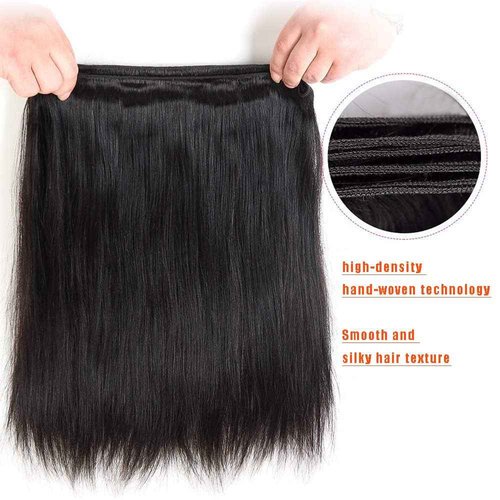 Straight Human Hair Bundles 16 18 20 Inch 1B Color Natural Black Human Hair 12A Unprocessed Native Virgin Hair 100/PC 3 Extensions Wet and Wavy Weave for Women