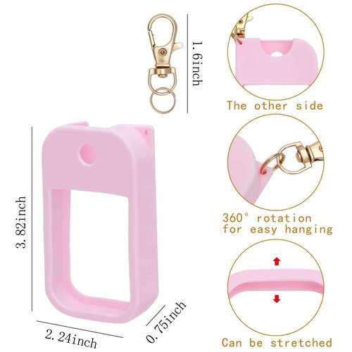 SUBANG 5 Pieces Silicone Case Compatible with Touchland Hand Sanitizer Spray Protective Case with Keychain for Power Mist and Glow Mist 1 fl oz