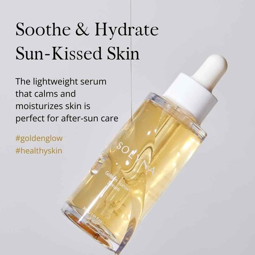 SOLYNA Golden Sunset After-Sun Hydrating Face Serum 30ml – Lightweight Korean Skincare with Hyaluronic Acid, Panthenol & Centella Asiatica (Cica) for Calm, Radiant Skin