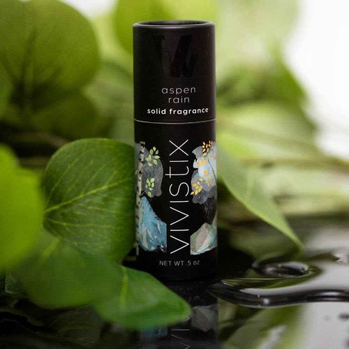 Vivistix Solid Perfume Stick | Aspen Rain scent | Portable, clean, fresh, rain, aquatic travel perfume | Made in the USA | no parabens, phthalates, or preservatives
