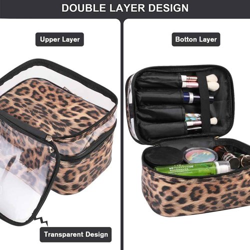 FITINI Makeup Bags Double Layer Travel Storage Cosmetic Cases Make up Organizer Toiletry Bags Water-resistant for Women Makeup Brush Bag,Gradient Green