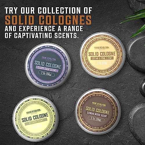Viking Revolution Sandalwood Mens Solid Cologne Men 2 Oz - Men Solid Perfume with Sandalwood Cologne for Men - Balm Cologne for Mens Cologne Balm Travel Cologne Wax (1 pack, Sandalwood)