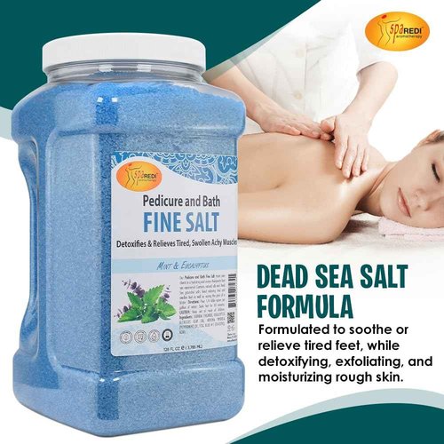 SPA REDI - Detox Foot Soak Pedicure and Bath Fine Salt, Mint and Eucalyptus, 128 Oz - Made with Dead Sea Salts, Argan Oil, Coconut Oil, and Essential Oil - Hydrates, Softens and Moisturizes