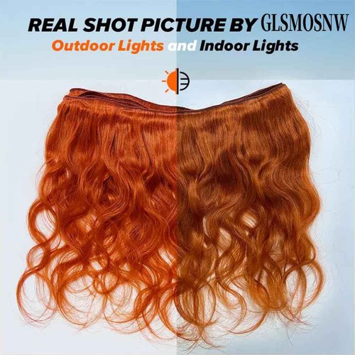 GLSMOSNW Color 350 Bundles Human Hair Ginger Orange Body Wave Bundles Unprocessed Virgin Hair Extensions Ginger Body Wave For Black Women