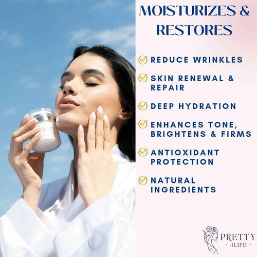 Pretty 4 Life Advanced Anti-Aging Cream - Collagen, Retinol, Hyaluronic Acid & Vitamin C - Moisturizer for Face, Neck & Dรฉcolletรฉ - Firms, Hydrates & Reduces Wrinkles - Day/Night Formula - 1.7 oz