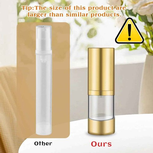 BOSMIOW 4Pcs 15ml/0.5oz Clear Plastic Airless Pump Bottles with Gold Head Empty Refillable Vacuum Cosmetics Sample Storage Jars for Lotion,Shampoo,Hand Soap,Face Cream