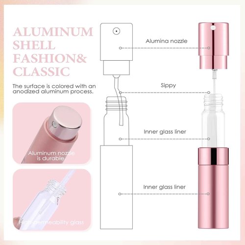 Lil Ray 8ML Perfume Travel Refillable Atomizer Spray Bottle Mini Portable Sprayer for Cologne (5 Colors)
