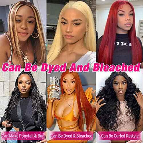 Subella 13x5inch HD Transparent Lace Front Wigs Human Hair Pre Plucked Hairline with Baby Hair 220% Density 12A Straight HD Lace Frontal Wig for Black Women (16inch)