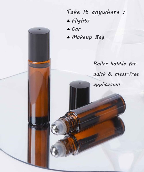 VRJEUGO Organic Castor Oil for Face Roll On,Rollerball Deep Hydration for Skin Care and Hair, Castor Oil Organic Cold Pressed Unrefined Glass Bottle 8oz with 2 Roller