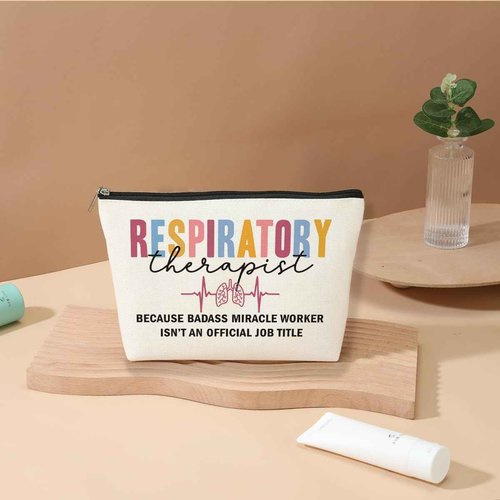 Funny Respiratory Therapist Cosmetic Bag Makeup Bag Respiratory Therapist Gifts RT Gift for Women Work Adult Humor Employee Pulmonology Nurse Coworker Graduation Birthday Christmas Thank You Gifts