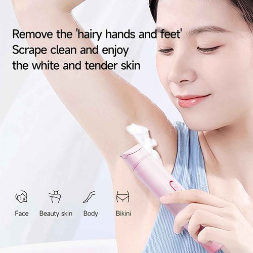 New Electric Bikini Trimmers for Women, Travel Razors, Glowhave Double Headed Shaver, Body Hair Trimmer, Rechargeable Painless Professional Shaver, Suitable for Underarms, Legs, Arms,Face (Pink)