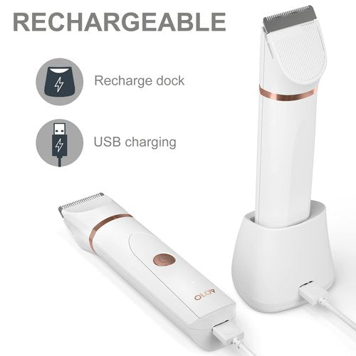 Replacement Charging Base for OLOV Groin Hair Trimmer, USB Recharge Dock & Charging Stand Compatible for OLOV Trimmer, Charging Dock with USB Power Cord, White