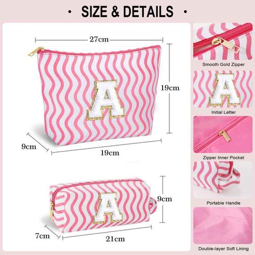 SEFORICO Initial Makeup Bag - Cute Makeup Bag Girl Makeup Bag, Personalized Gifts Teen Girl Gifts Toiletry Bag Cosmetic Travel Bag Makeup Bags Daughter Gifts Mom Gift Birthday Gifts for Women (Blue Z)