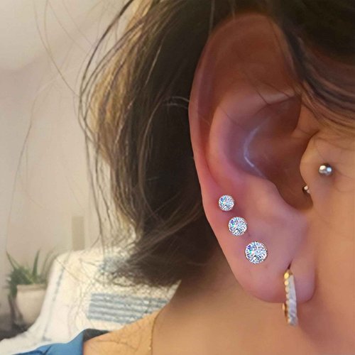 SLVIEKAE Ear Piercing Kit, Disposable Ear Piercing Gun with Preloaded Ear Stud, at Home Self Ear Piercing Gun Kit - 4mm CZ Earrings Stud