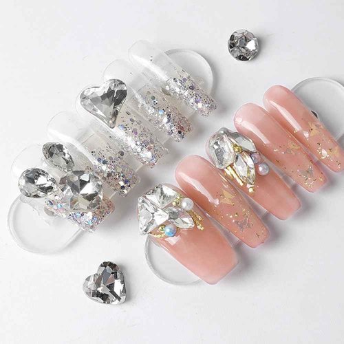 48Pcs Mix Clear White Nail Rhinestones Nail Charms,3D Heart Butterfly Nail Gems Charms for Nails Luxury Shiny Star Flower Nail Crystals Nail Charm for Women Nail Designs Nail Supplies Nail Accessories