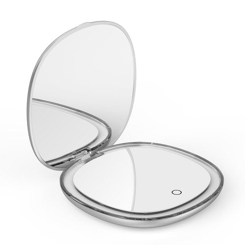 ONFLY Portable Makeup Mirror,Lightweight Mirror with 1X/3X Magnifying,Dimmable Women Makeup Mirror with USB Rechargeable,LED Light