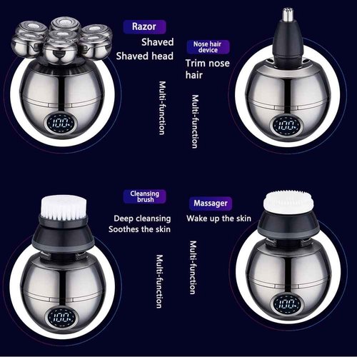 Upgrade 7 Heads Men’s 5-in-1 Electric Head Shaver for Bald Men,Multifunctional Electric Razor for Men,Cordless Rechargeable Travel Groomin Hair Trimmer Kits