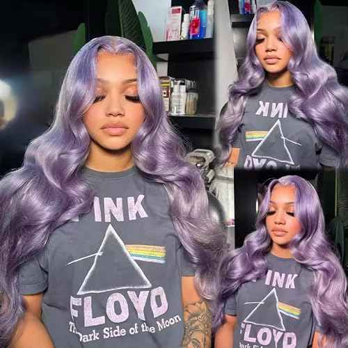 Purple Lace Front Wigs Human Hair 24 Inch 150% Density 13x6 HD Lilac Lace Front Virgin Hair Pre Plucked with Baby Hair Wear and Go Light Purple Bleached Knots Transparent Lace Wigs for Women