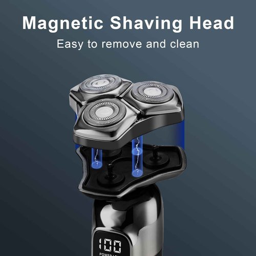 Electric Razor for Men, Magnetic Shavers for Men Face, Wet Dry Mens Electric Razors for Shaving Face, USB-C Rechargeable Multi-Functional Rotary Shaver with Nose Sideburns Hair Trimmer