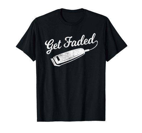 Vintage Distressed Barber T-Shirt - Get Faded Script Tail Te T-Shirt