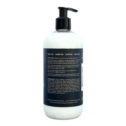 Knot Killer Leave In Conditoner, 17 fl oz - Sulfate & Paraben Free, All Natural Hair & Beard Detangler, Cooling Pepermint Moisturizer for All Hair Types