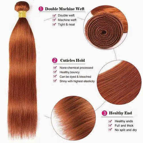 Color #350 Bundles Human Hair Orange Ginger Straight Bundles 12 14 16 Inch Unprocessed Brazilian Virgin Hair Extensions