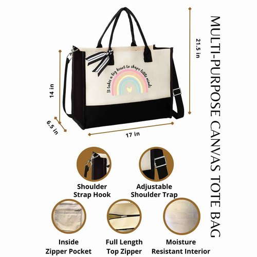 Teacher Appreciation Gifts Tote Bag Set Appreciation Retirement Gift with Makeup Bag, Shoulder Strap and Gifting Box Ideal Thank You Merch for Women Educators