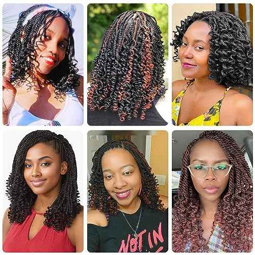 6 Inch Wavy Senegalese Twist Crochet Hair Color 2 Short Crochet Braids for Black Women 8 Packs Pre Looped Bob Kinky Twist Crochet Hair with Curly Ends for Kids (6 Inch,2)