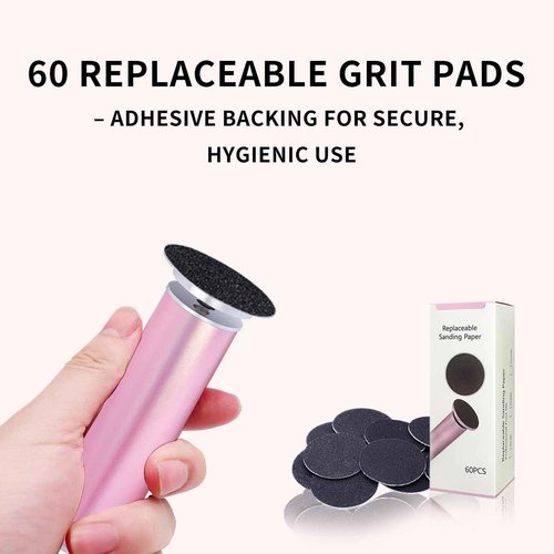 Dermave Electric Foot Callus Remover – Pedicure Tool with 60pcs Sanding Discs, Electric Foot Callus Remover, Callus Remover for Feet - Foot File for Dead Cracked Skin, Men/Women (Pink)