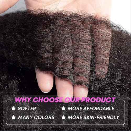 Kinky Straight Wig 13x6 Lace Front Wigs Human Hair 24 Inch Yaki Straight Human Hair Wig 200% Density Lace Front Human Hair Wigs for Black Women