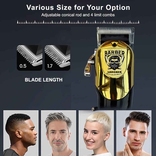 Largner Hair Clippers for Men Professional, Cordless Beard Trimmer & Electric Razor Shavers for Men, Rechargeable 3 Piece Barber Hair Cutting Kit LED Display Men's Grooming Kit