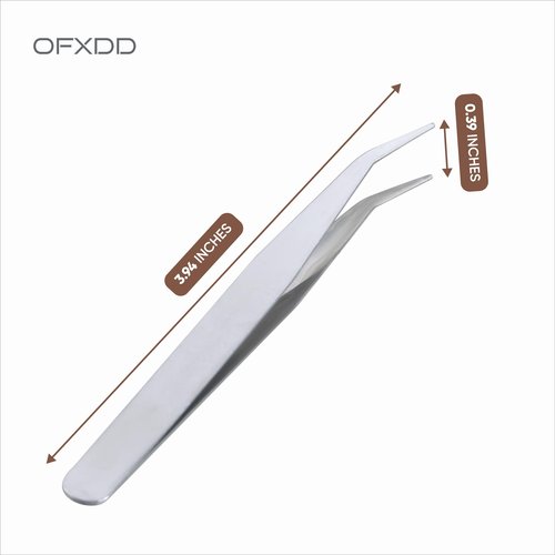 Tweezers for Crafts 3.94″ - Ingrown Hair Tweezers Stainless Steel - Tweezers Precision for Plucking Eyebrow, Curved - Fine Pointed Tweezers for Splinter