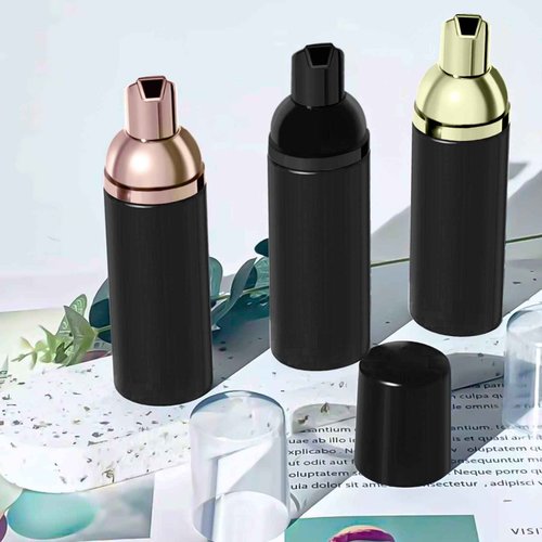 Lil Ray 2 Oz Empty Black Foam Pump Bottle, Foamer Soap Dispenser for Lash Shampoo, Hand Soap, Foaming Cleaner(Gold Pump&Black Cap, 12 PCS)