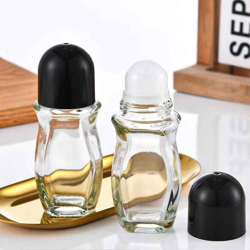 2PCS Glass Empty Roller Bottles with Plastic Roller Ball, Deodorant Roll On Bottles Containers Leak Proof Massage Roller Ball Bottles with Cap For Essential Oils Perfume Cosmetics (30ml+50ml)