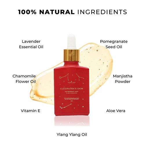 CLEOPATRA'S SKIN Moisturizing Serum – Ayurvedic Face Oil for Oily & Sensitive Skin – Antioxidant, Anti-Aging & Hydrating with Pomegranate & Manjistha, Non-Greasy & Collagen-Boosting Glow Oil